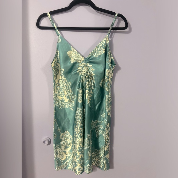 Floral Drawstring Satin Cami Dress - Picture 2 of 3